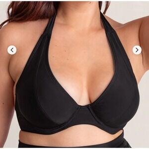 ShapeMint Essentials Full Coverage Halter Bikini Top Black Plus Size 3XL